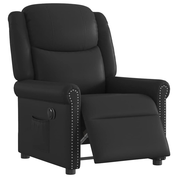 Sillón reclinable eléctrico cuero sintético negro brillante D