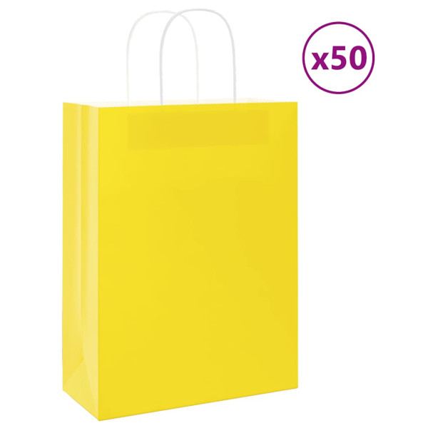 Bolsas de papel kraft con asas 50 uds amarillas 26x12x35 cm D
