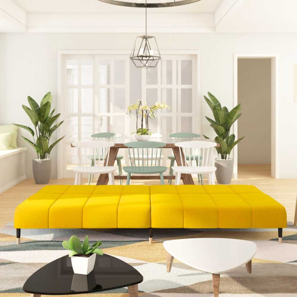 Sofá-cama de 2 lugares veludo amarelo M 3
