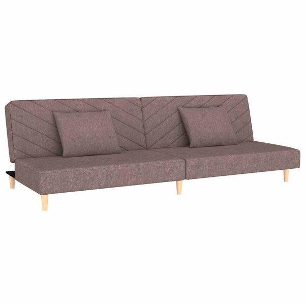 Sofá cama de 2 plazas con dos almohadas tela gris taupe M 2