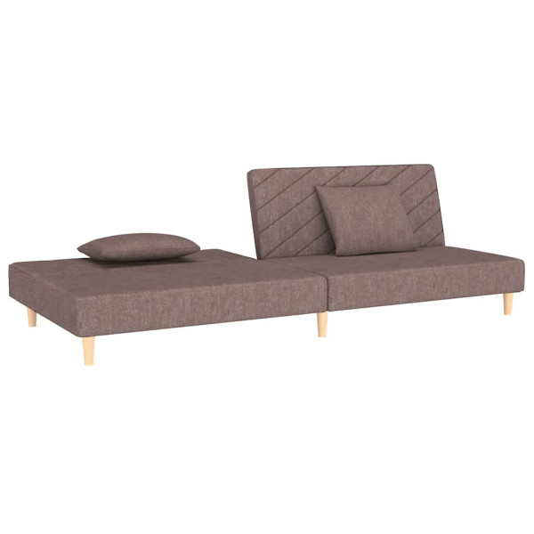 Sofá cama de 2 plazas con dos almohadas tela gris taupe M 4
