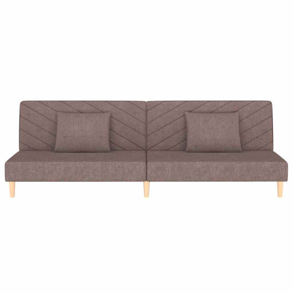 Sofá cama de 2 plazas con dos almohadas tela gris taupe M 5