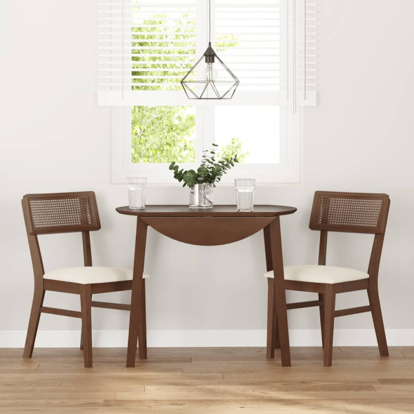 Sillas de comedor con cojines 2 uds madera maciza marrón caucho M 3