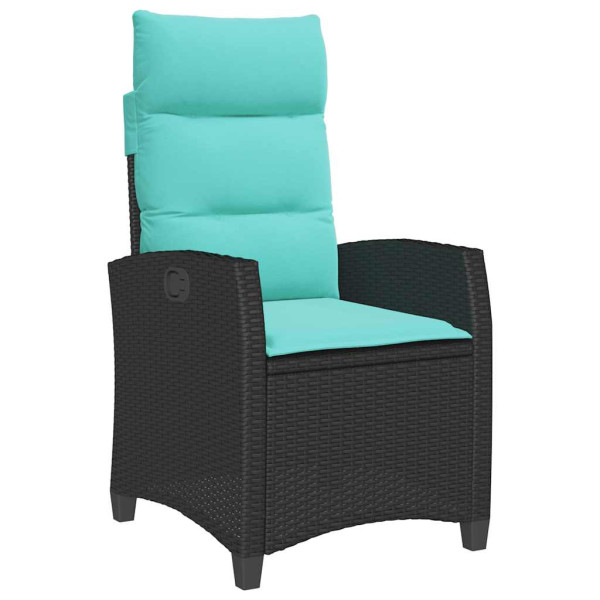 Silla de jardín reclinable con mesa auxiliar ratán negro M 2