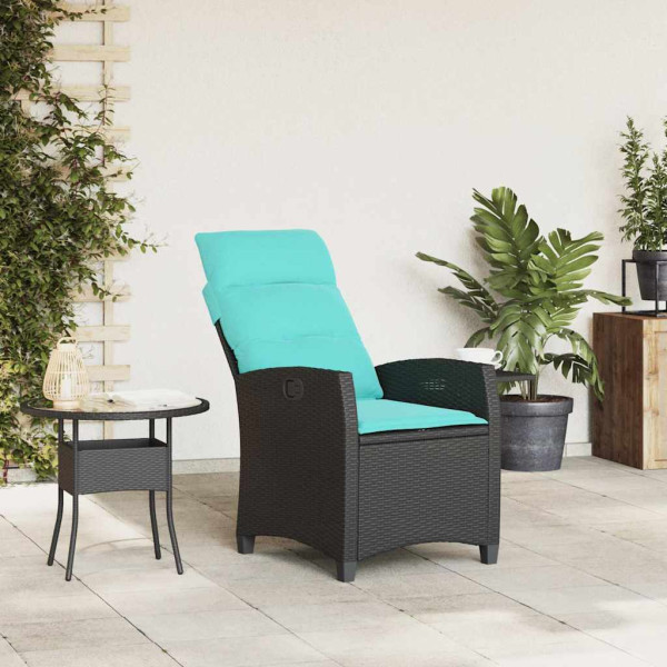 Silla de jardín reclinable con mesa auxiliar ratán negro M 3