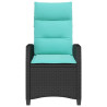 Silla de jardín reclinable con mesa auxiliar ratán negro 5