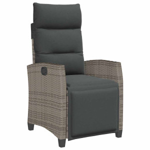 Silla de jardín reclinable con mesa auxiliar ratán gris H