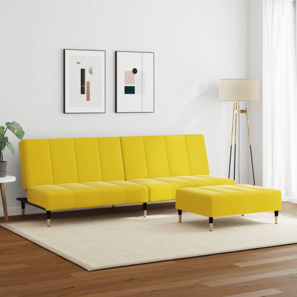 Sofá cama de 2 plazas con taburete terciopelo amarillo M 3