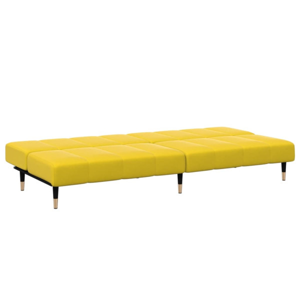Sofá-cama 2 lugares c/ apoio de pés veludo amarelo M 5