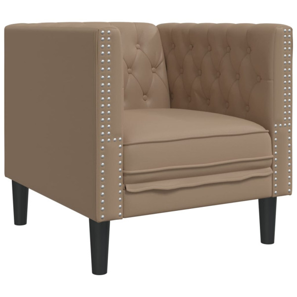 Sofá chesterfield couro artificial cappuccino M 2