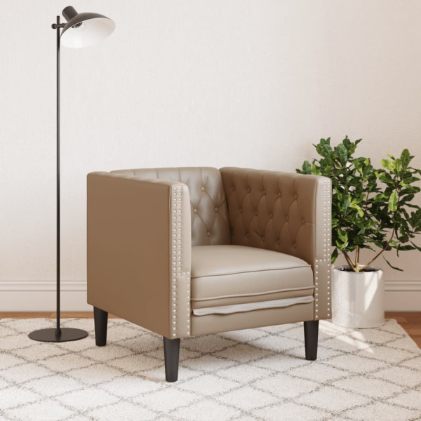 Sofá chesterfield couro artificial cappuccino M 3