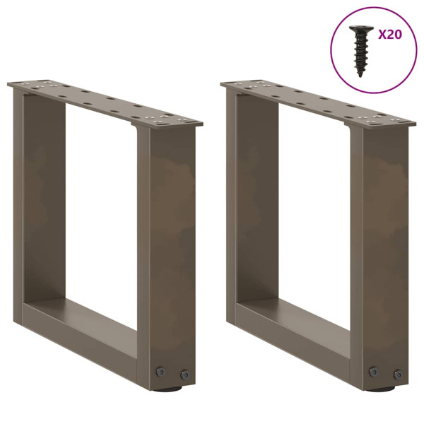 Pés para mesa de centro em formato de U. 2 peças. aço natural. 40x(30-31) cm. aço M 3