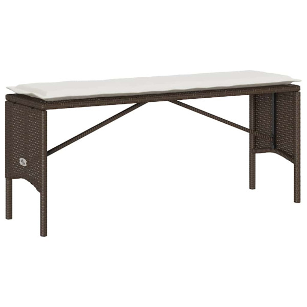 Set comedor de jardín 3 piezas y cojines ratán sintético marrón M 5