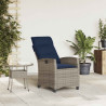 Silla de jardín reclinable con mesa auxiliar ratán gris 3