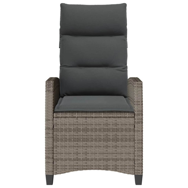 Silla de jardín reclinable con mesa auxiliar ratán gris M 5