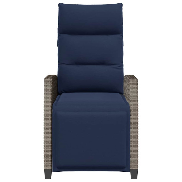 Silla de jardín reclinable con mesa auxiliar ratán gris M 5