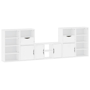 Muebles de TV 5 uds. con almacenaje ODDA blanco madera pino H