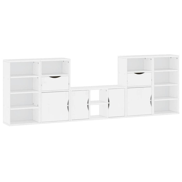 Muebles de TV 5 uds. con almacenaje ODDA blanco madera pino M 2
