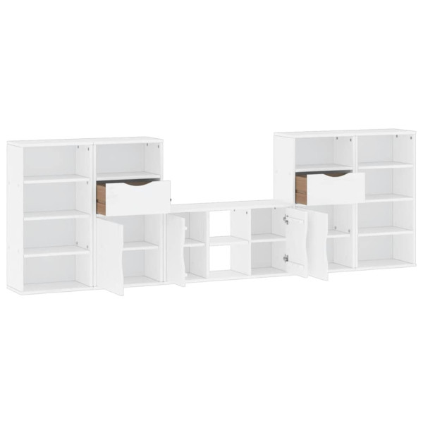Muebles de TV 5 uds. con almacenaje ODDA blanco madera pino M 5