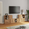 Muebles de TV 5 uds. con almacenaje ODDA madera maciza pino 3
