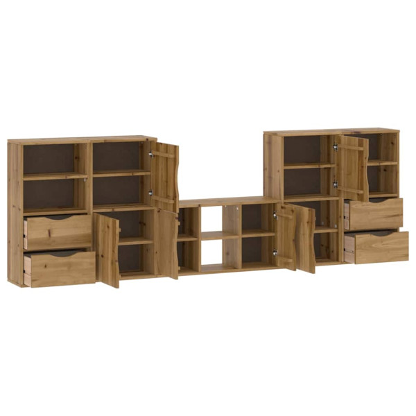 Muebles de TV 5 uds. con almacenaje ODDA madera maciza pino M 5
