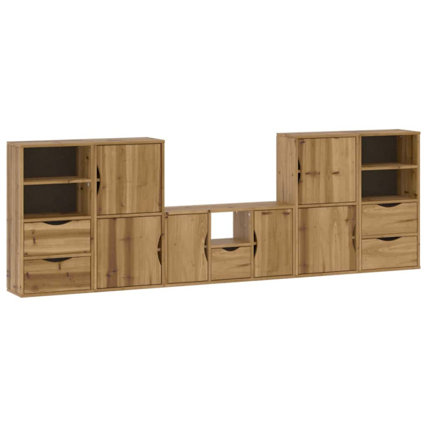 Muebles de TV 5 uds. con almacenaje ODDA madera maciza pino D