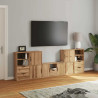Muebles de TV 5 uds. con almacenaje ODDA madera maciza pino 4