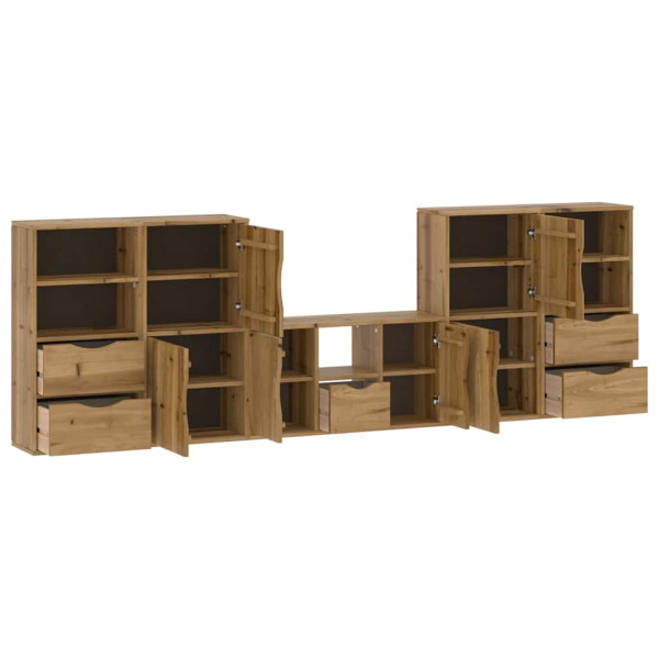 Muebles de TV 5 uds. con almacenaje ODDA madera maciza pino M 2