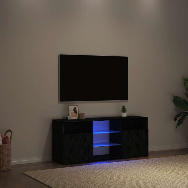 Mueble de TV con luces LED roble negro 120x30x50 cm D