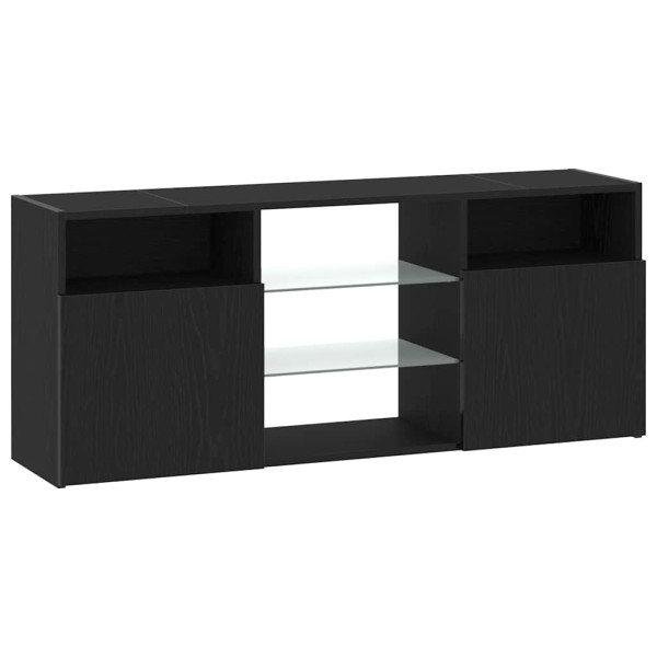 Mueble de TV con luces LED roble negro 120x30x50 cm M 3