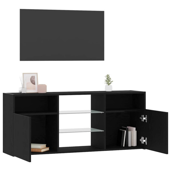 Mueble de TV con luces LED roble negro 120x30x50 cm M 5