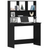 Secretária com prateleiras de madeira compensada de carvalho preto 102x45x148cm 4