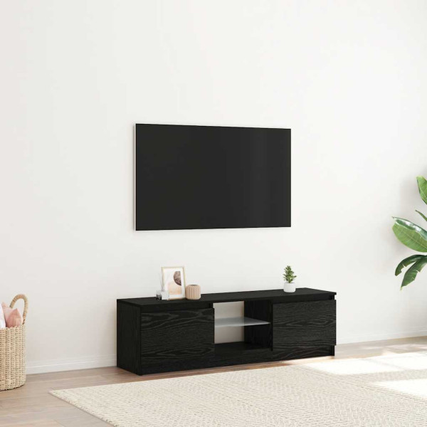 Móvel de TV com luzes LED, carvalho preto, 120x30x36 cm M 4