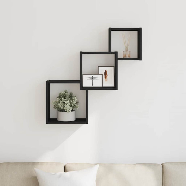 Estante cubos pared madera ingeniería roble negro 68x15x68 cm M 3
