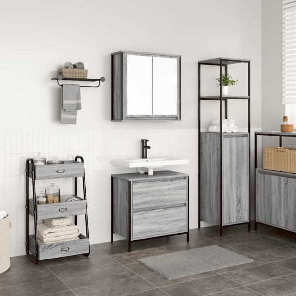 Set de muebles de baño 2 pzas madera contrachapada gris sonoma D