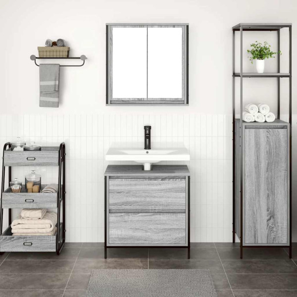 Set de muebles de baño 2 pzas madera contrachapada gris sonoma M 3