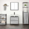 Set de muebles de baño 2 pzas madera contrachapada gris sonoma 3