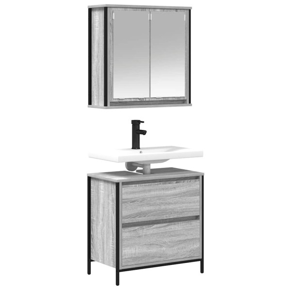 Set de muebles de baño 2 pzas madera contrachapada gris sonoma M 4