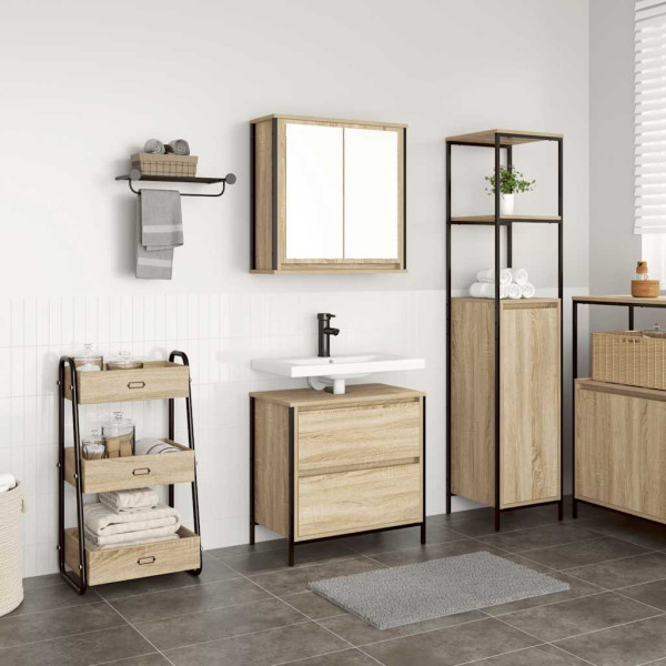Set de muebles de baño 2 pzas madera contrachapada roble Sonoma D