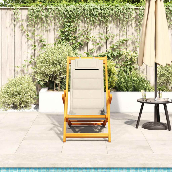 Silla de playa plegable con reposabrazos crema M 3