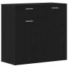 Aparador de madera contrachapada roble negro 80x36x75 cm 3