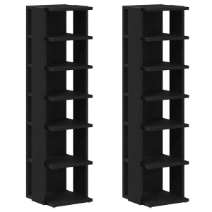 Sapateiras 2 peças carvalho preto 25x27x102 cm madeira trabalhada H