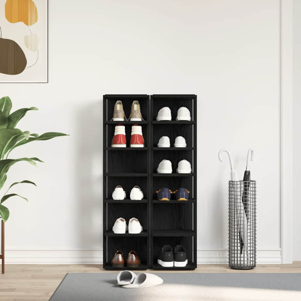 Zapateros 2 uds roble negro 25x27x102 cm madera de ingeniería M 3
