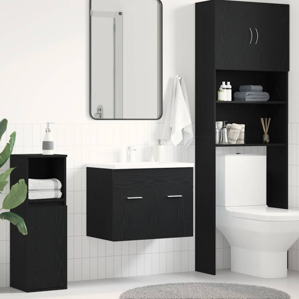 Mueble de baño para lavabo de roble negro 60x38.5x46 cm D