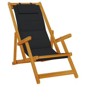 Silla de playa plegable con reposabrazos negra H