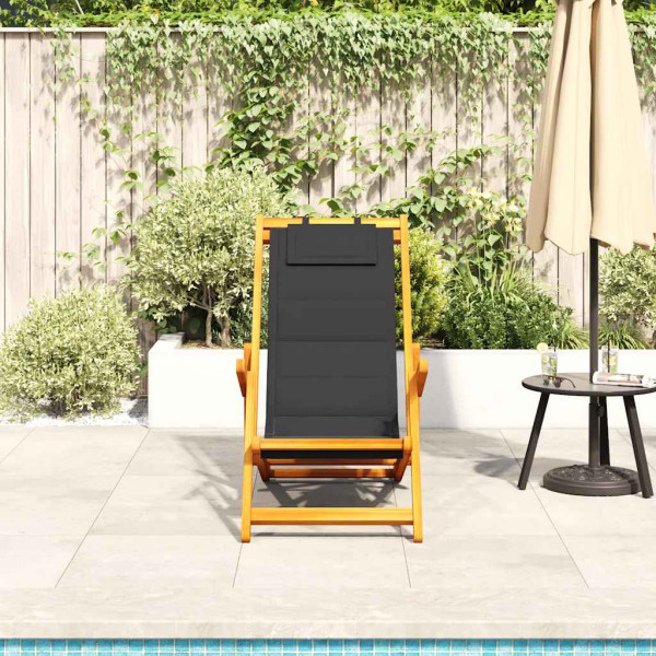 Silla de playa plegable con reposabrazos negra M 3