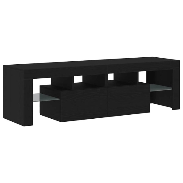 Mueble de TV con luces LED roble negro 140x36.5x40 cm M 3