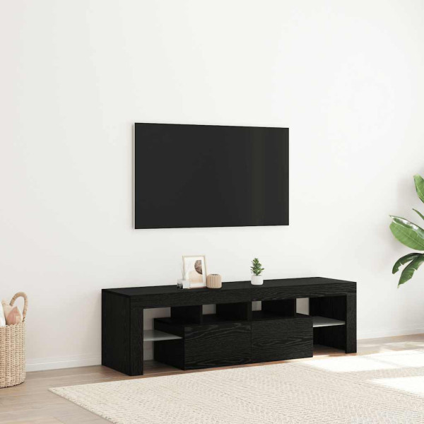 Mueble de TV con luces LED roble negro 140x36.5x40 cm M 4