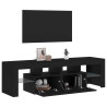 Mueble de TV con luces LED roble negro 140x36.5x40 cm 5