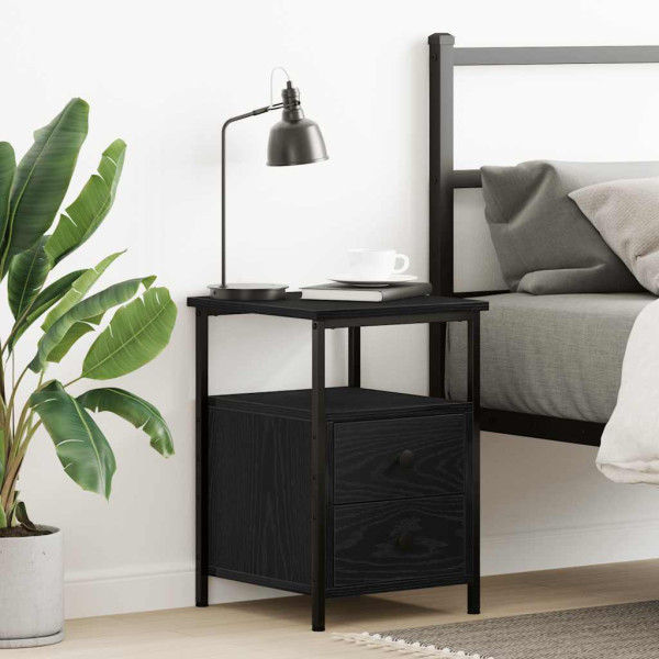 Mesilla de noche roble negro 34x35.5x50 cm madera de ingeniería D